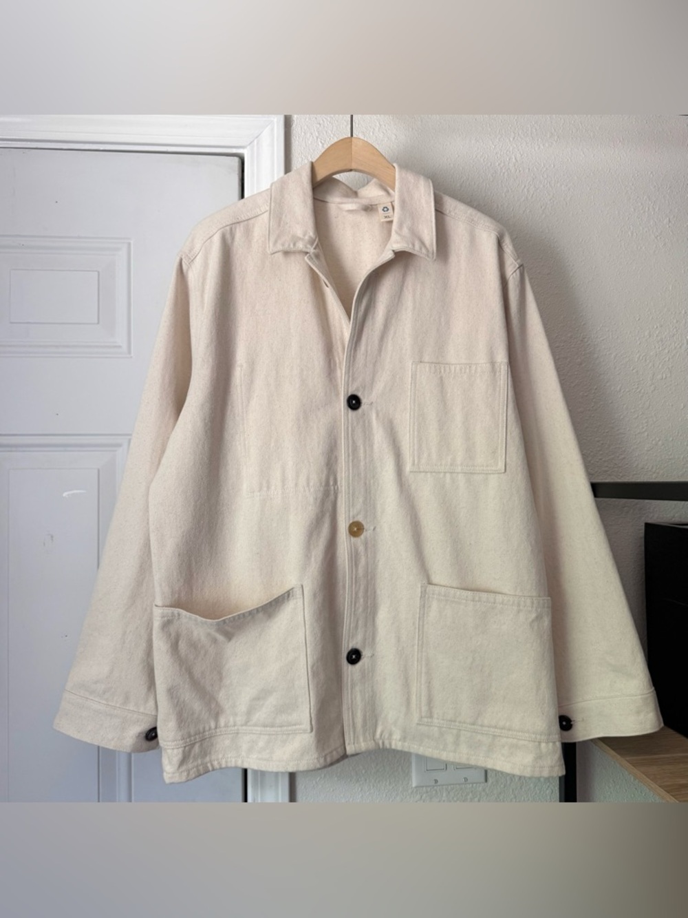 INDUSTRY OF ALL NATIONS off white ivory natural work chore button up jacket